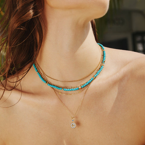 Gold Lab Created Turquoise Necklace