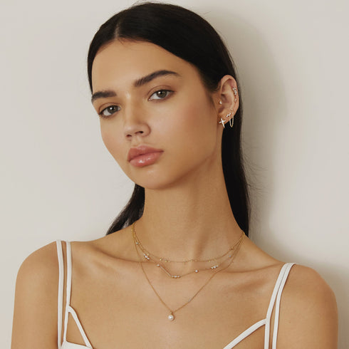 Gold Shell Pearl Drop Pendant Necklace