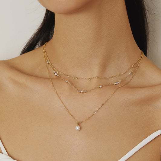 Gold Shell Pearl Drop Pendant Necklace