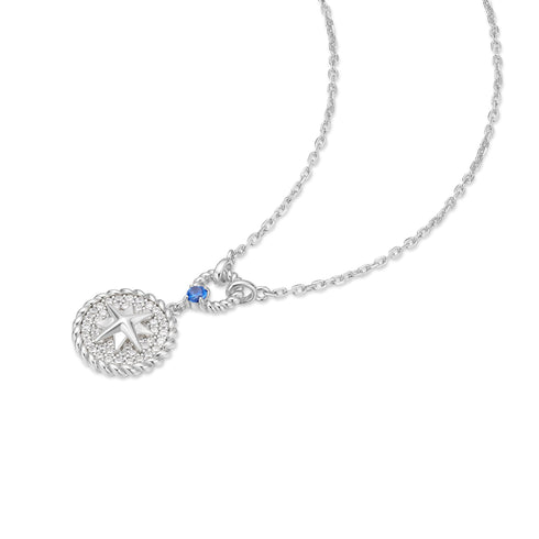 Silver Eight-Pointed Star Signet Necklace