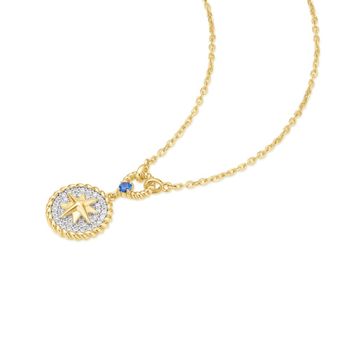 Two-Tone Eight-Pointed Star Signet Necklace