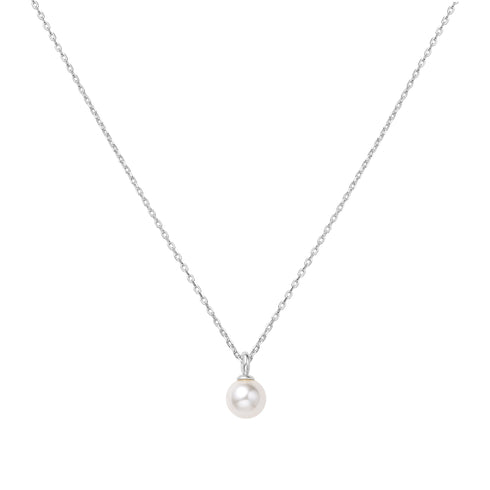 Silver Shell Pearl Drop Pendant Necklace