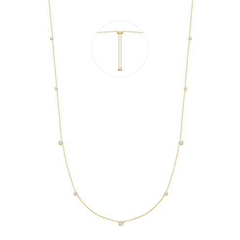 Gold Bezel Cubic Zirconia Station Necklace