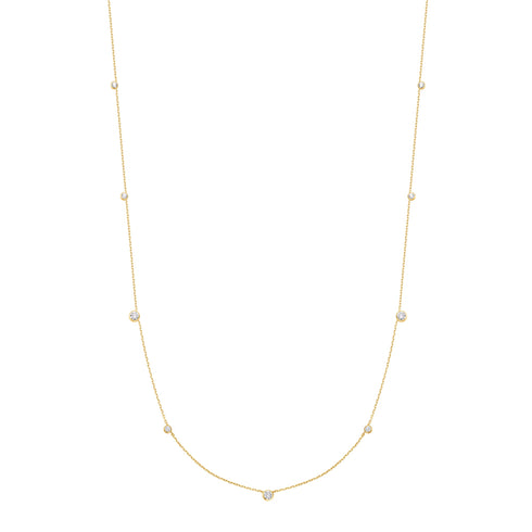 Gold Bezel Cubic Zirconia Station Necklace