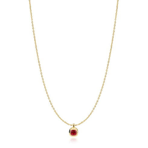 Gold Crimson Solitaire Necklace