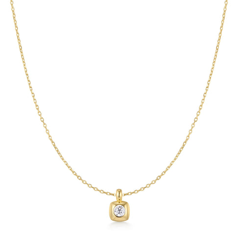 Gold Modern Bezel-Set Solitaire Necklace