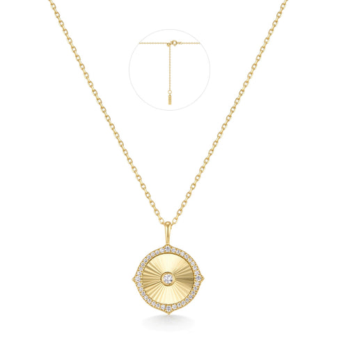 Gold Diamond-Cut Sunny Disc Necklace