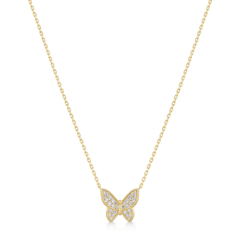 Gold Butterfly Pavé Necklace