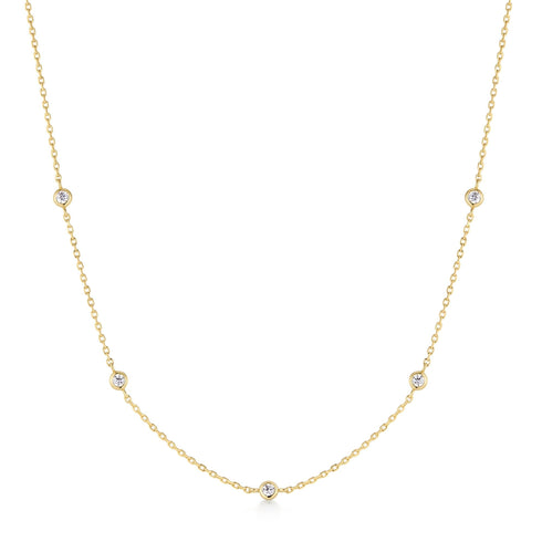 Gold Classic Bezel-Set Station Necklace