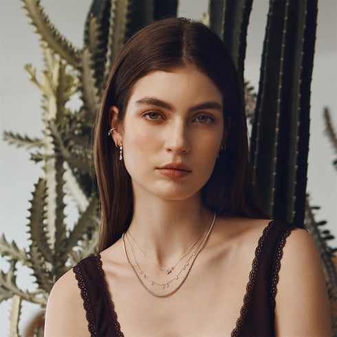 Silver Droplet Station Necklace