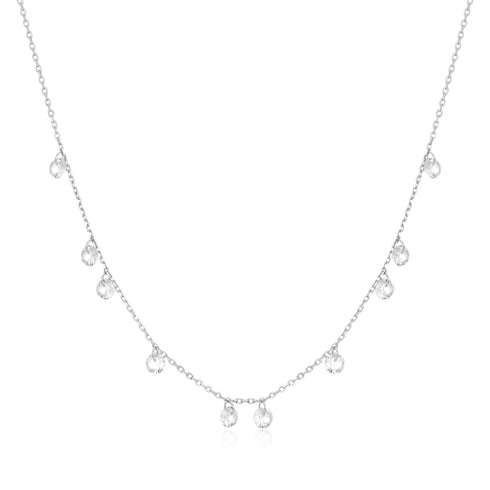 Silver Droplet Station Necklace