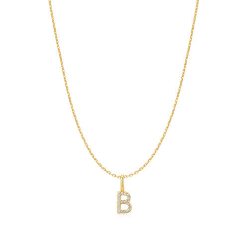 Gold Letter B Initial Necklace
