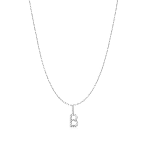 Silver Letter B Initial Necklace