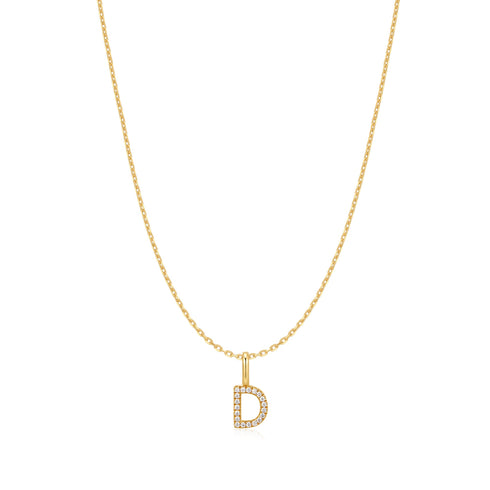 Gold Letter D Initial Necklace