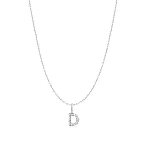 Silver Letter D Initial Necklace