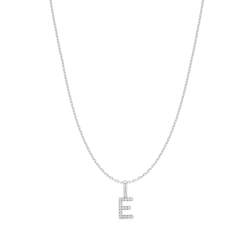 Silver Letter E Initial Necklace