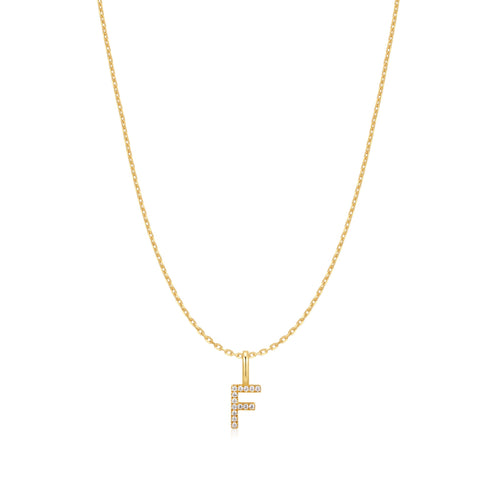 Gold Letter F Initial Necklace