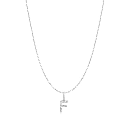Silver Letter F Initial Necklace