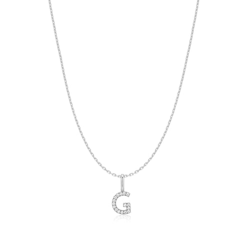 Silver Letter G Initial Necklace