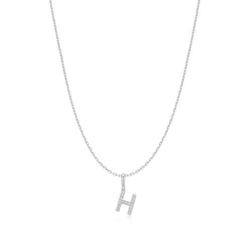 Silver Letter H Initial Necklace