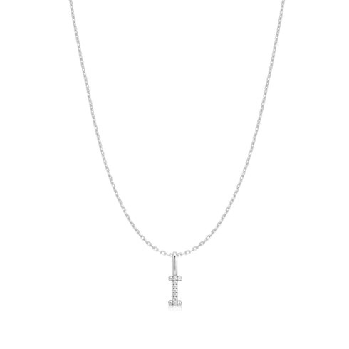 Silver Letter I Initial Necklace