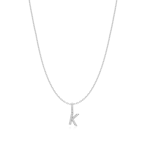 Silver Letter K Initial Necklace