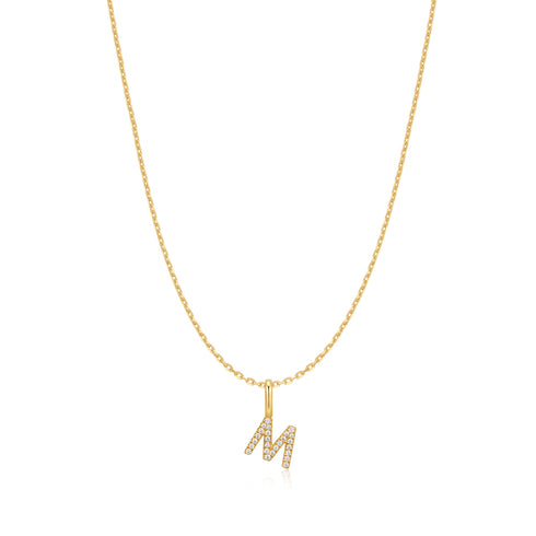 Gold Letter M Initial Necklace