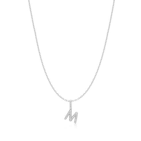 Silver Letter M Initial Necklace