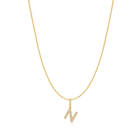 Gold Letter N Initial Necklace