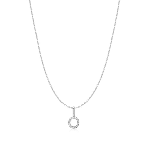 Silver Letter O Initial Necklace
