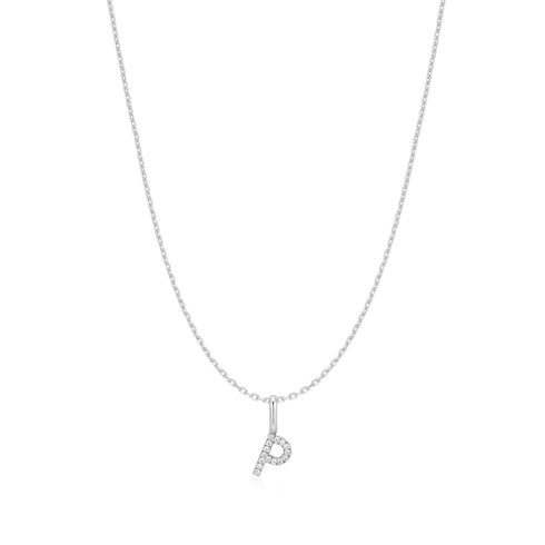 Silver Letter P Initial Necklace