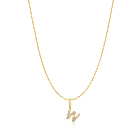 Gold Letter W Initial Necklace