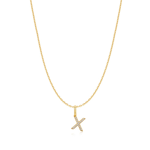 Gold Letter X Initial Necklace