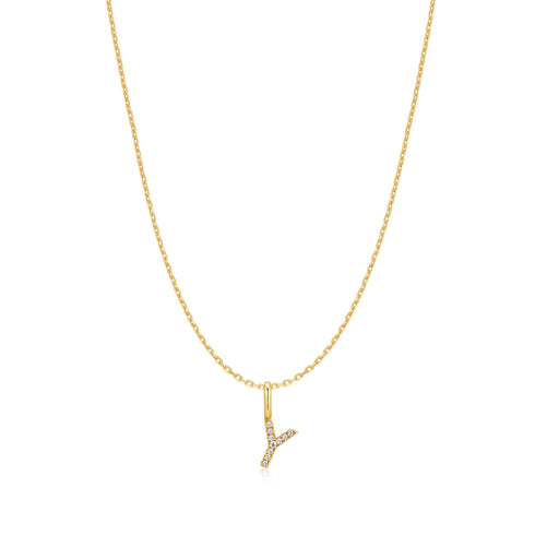 Gold Letter Y Initial Necklace