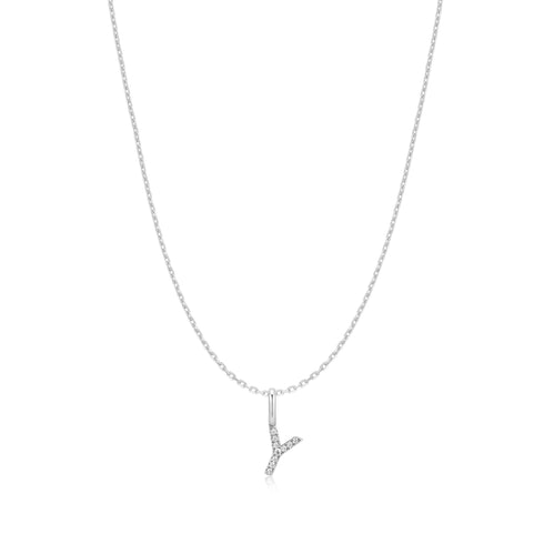 Silver Letter Y Initial Necklace