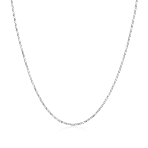 Silver Slim Curb Link Chain Necklace