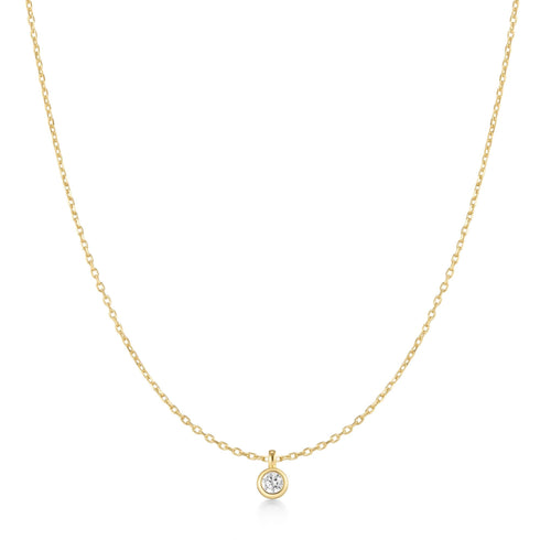 Gold Classic Bezel-Set Solitaire Necklace