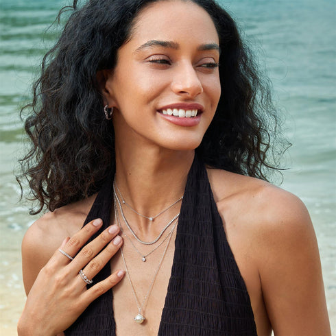 Silver Classic Bezel-Set Solitaire Necklace