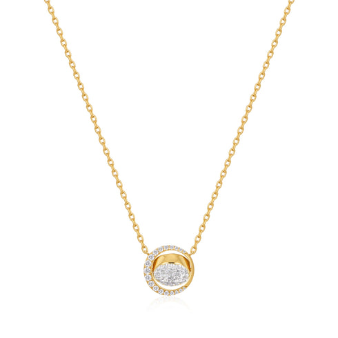 Gold Reversible Pavé Moon Evil-Eye Necklace