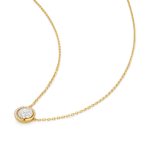 Gold Reversible Pavé Moon Evil-Eye Necklace