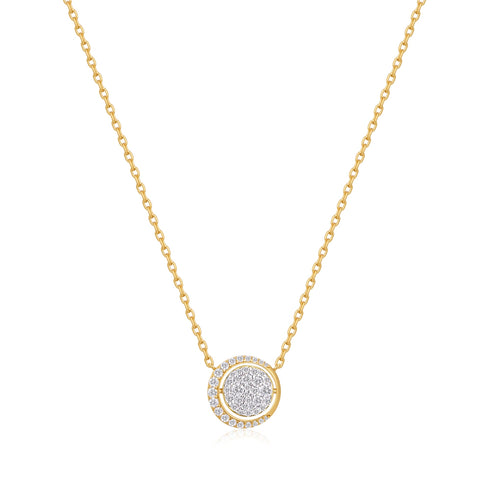 Gold Reversible Pavé Moon Evil-Eye Necklace