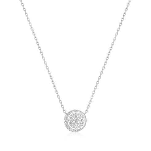 Silver Reversible Pavé Moon Evil-Eye Necklace
