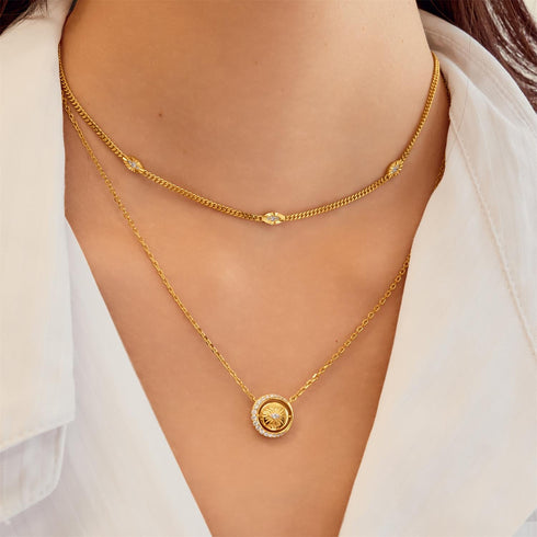 Gold Evil Eye Station Necklace