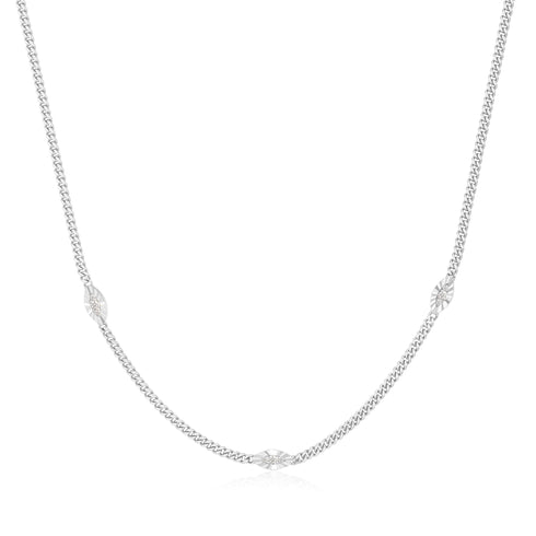 Silver Evil Eye Station Necklace