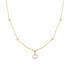 Gold Bezel-Set Station Necklace with Shell Pearl Pendant