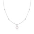Silver Bezel-Set Station Necklace with Shell Pearl Pendant