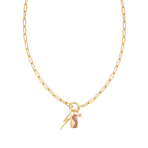 Gold Wave Pink Sparkle Charm