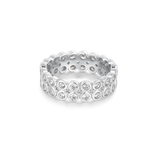 Silver Double Row Bezel Ring