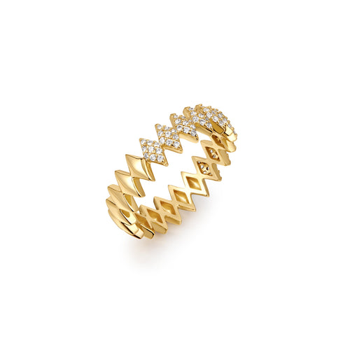 Gold Half Pavé Sparkle Ring