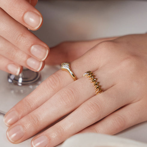 Gold Half Pavé Sparkle Ring